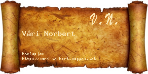 Vári Norbert névjegykártya